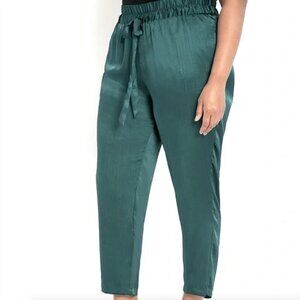 Eloquii Teal Crepe Satin Crop Pant Size 16